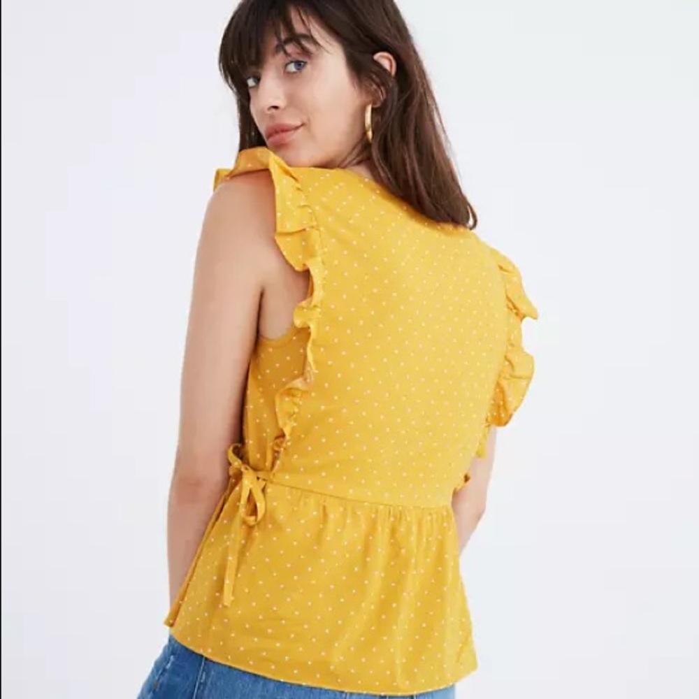 Madewell | NWOT Side-Tie Ruffle Peplum Top | Polka Dot